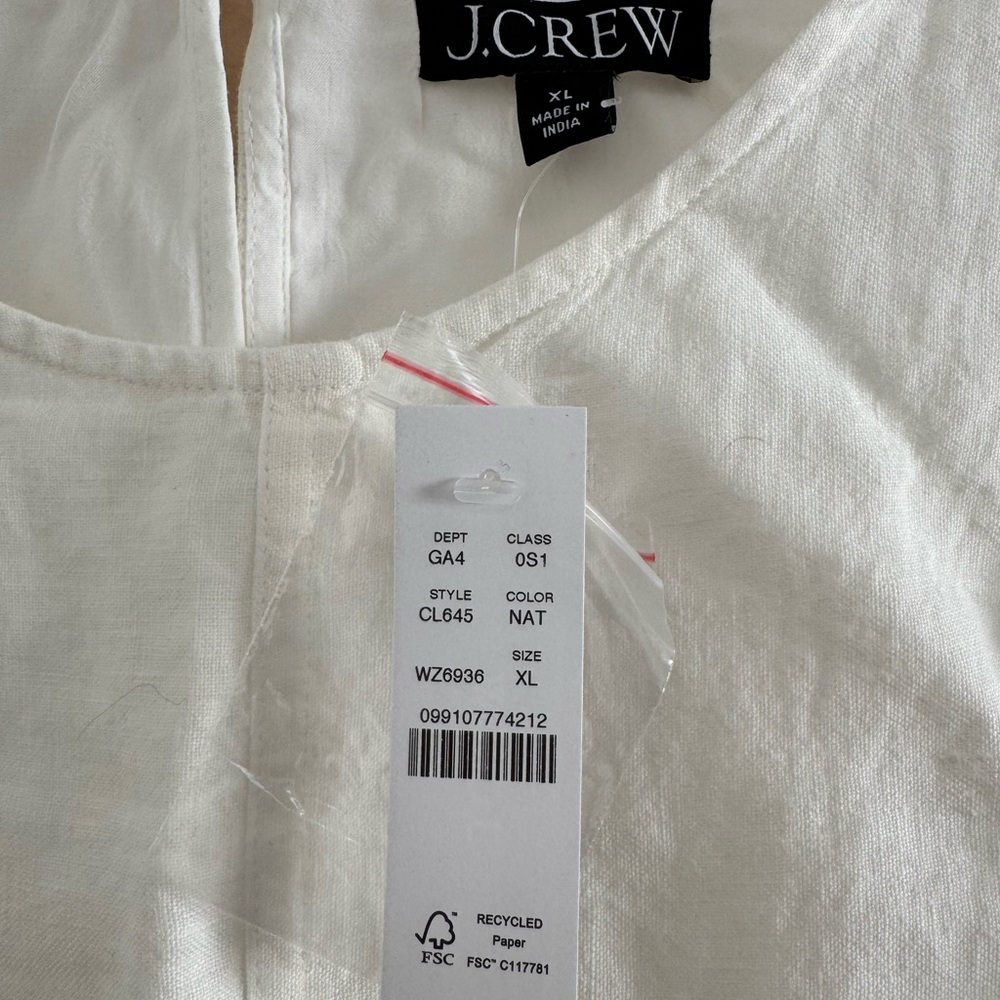 NWT J. Crew Natural White Dress in linen - Picture 3 of 3
